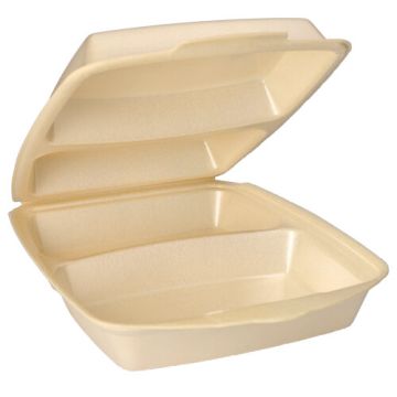 Menüboxen mit Klappdeckel, XPS 2-geteilt, 22 x 28,5 cm beige, laminiert