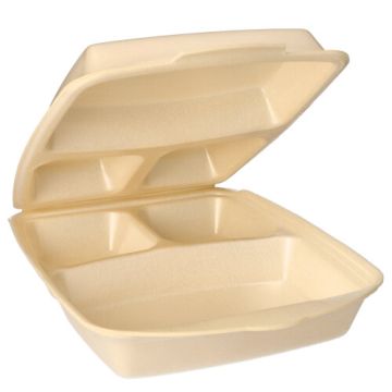Menüboxen mit Klappdeckel, XPS 3-geteilt, 22 x 28,5 cm beige, laminiert
