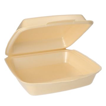 Menüboxen mit Klappdeckel, XPS ungeteilt, 22,5 x 22 cm beige, laminiert