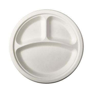 Menüteller Zuckerrohr "pure", 3-geteilt Ø 23 cm, weiss