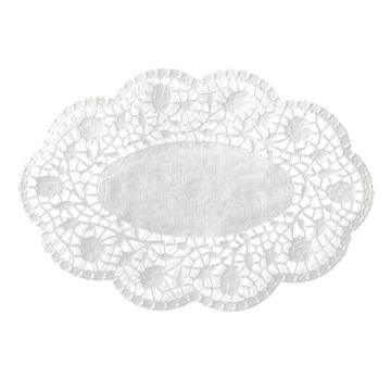 Mokkadeckchen oval 18 x 13 cm weiss