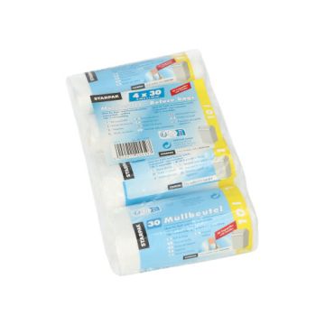 Müllbeutel mit Tragegriffen, 10 l, transparent, H 42 x B 39,5 cm