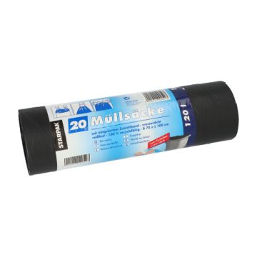 Müllsäcke zum Zuziehen, 120 l, H 100 x B 70 cm, schwarz