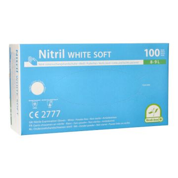 Nitrilhandschuhe, puderfrei, weiss, Größe L, "Medi-Inn®", "White Soft"
