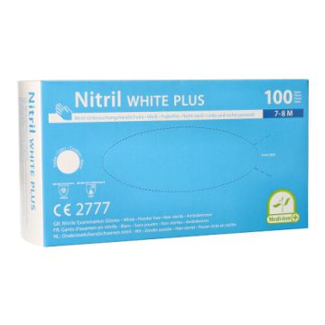 Nitrilhandschuhe, puderfrei, weiss, Größe M, "Medi-Inn®" "White Plus"
