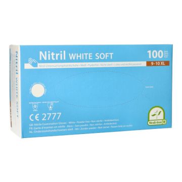Nitrilhandschuhe, puderfrei, weiss, Größe XL, "Medi-Inn®", "White Soft"