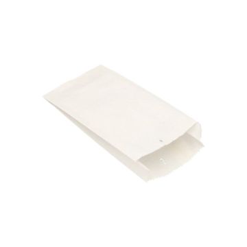 Papierfaltenbeutel, Cellulose, 21 x 10 cm x 5 cm weiss, Füllinhalt 0,5 kg, gefädelt 