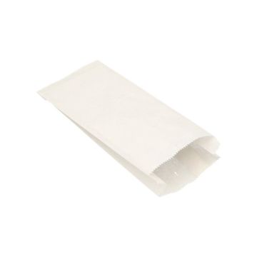 Papierfaltenbeutel, Cellulose, 24 x 10 cm x 5 cm weiss, Füllinhalt 0,75 kg, gefädelt 