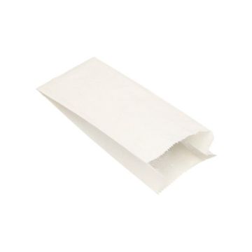Papierfaltenbeutel, Cellulose, 24 x 11 cm x 6 cm weiss, Füllinhalt 1 kg, gefädelt 