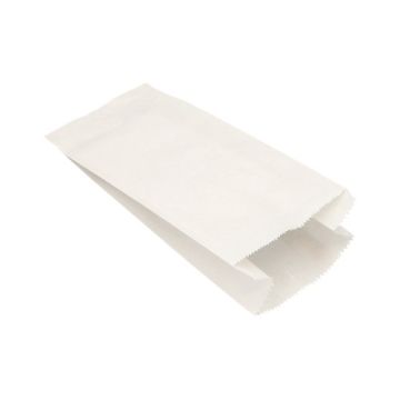 Papierfaltenbeutel, Cellulose, 28 x 13 cm x 7 cm weiss, Füllinhalt 1,5 kg, gefädelt 