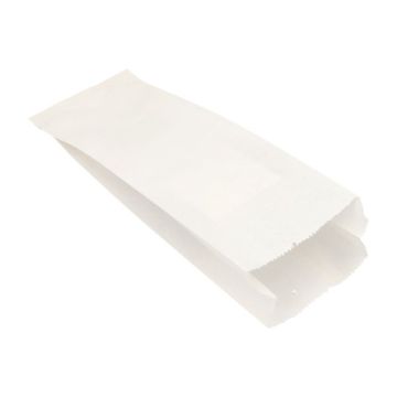Papierfaltenbeutel, Cellulose, 35 x 13 cm x 7 cm weiss, Füllinhalt 2 kg, gefädelt 
