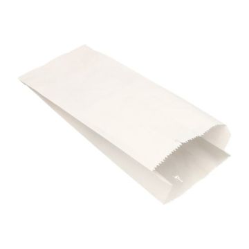 Papierfaltenbeutel, Cellulose, 35 x 15 cm x 7 cm weiss, Füllinhalt 2,5 kg, gefädelt 
