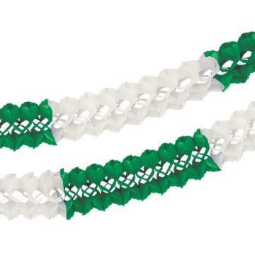 Papiergirlande (Großraum) Ø 16 cm · 10 m grün/weiss schwer entflammbar