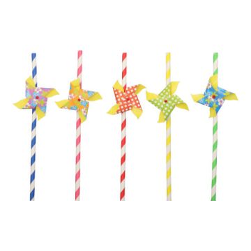 Papierstrohhalme Ø 6 mm · 20 cm farbig sortiert "Windmill"