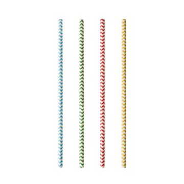 Papierstrohhalme Ø 6 mm · 20 cm farbig sortiert "Zig Zag"