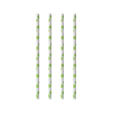 Papierstrohhalme Ø 6 mm · 20 cm "green Dots"