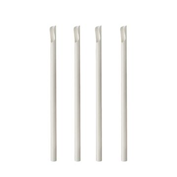 Papierstrohhalme mit Löffel "pure" Ø 8 mm · 20 cm weiss