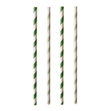 Papierstrohhalme Ø 6 mm · 20 cm farbig sortiert "Stripes"