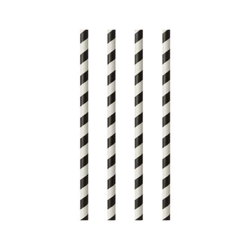 Papierstrohhalme Ø 6 mm · 24 cm schwarz/weiss "Stripes"