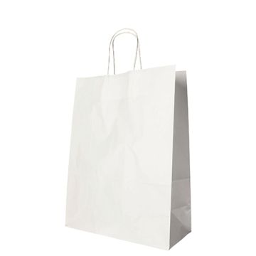 Papiertüten 35 x 26 x 12 cm weiss mit gedrehtem Tragegriff