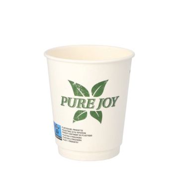 Pappbecher 0,2 l weiss "Pure Joy", doppelwandig