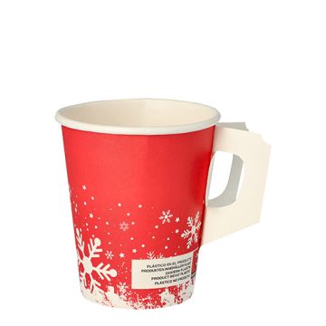 Pappbecher für Heißgetränke mit Henkel, 0,2 l mit Motiv "Winter Time"
