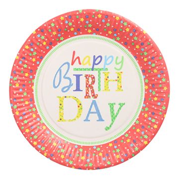 Pappteller rund Ø 23 cm "Happy Birthday"