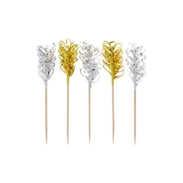 Partypicker 10,5 cm "Frills" gold / silber