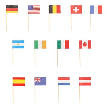 Partypicker, Flaggen 8 cm "Nationen"