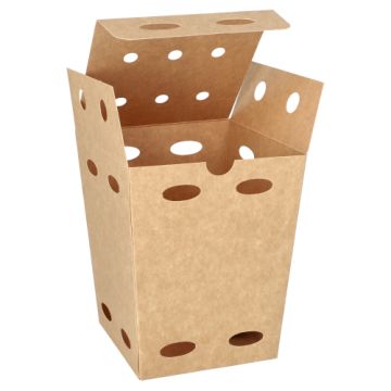 Pommes-Frites-Boxen, Pappe "pure" 15 cm x 12,5 x 12,5 cm braun "100% Fair" klein