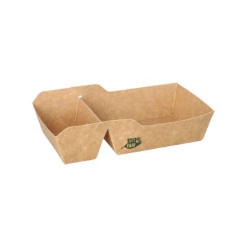 Pommesschalen klein, Pappe "pure" 2-geteilt, 9 x 16,5 cm "100% Fair"