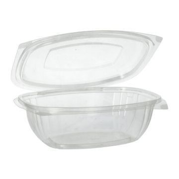 Salatschalen To Go mit Klappdeckel, PLA "pure" 1 l 7,6 x 20,5 x 16,8 cm glasklar