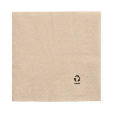 Servietten, 2-lagig 1/4-Falz 33 x 33 cm natur aus recyceltem Papier