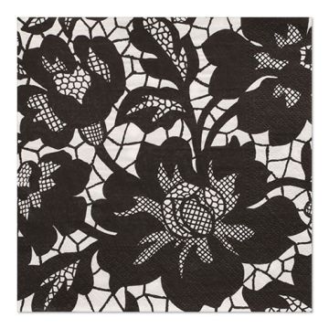 Servietten, 3-lagig 1/4-Falz 33 cm x 33 cm schwarz "Rich Lace"