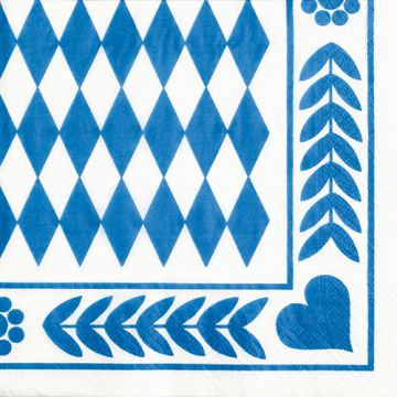 Servietten, 3-lagig 1/4-Falz 33 x 33 cm "Bayrisch Blau"