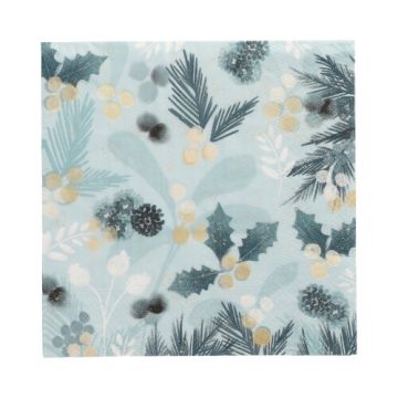 Servietten, 3-lagig 1/4-Falz 33 x 33 cm "Blue Christmas"
