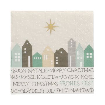Servietten, 3-lagig 1/4-Falz 33 x 33 cm "Christmas Village"