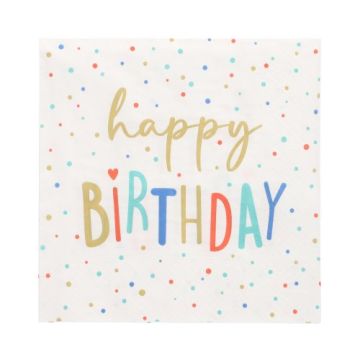 Servietten, 3-lagig 1/4-Falz 33 x 33 cm "Happy Birthday" 