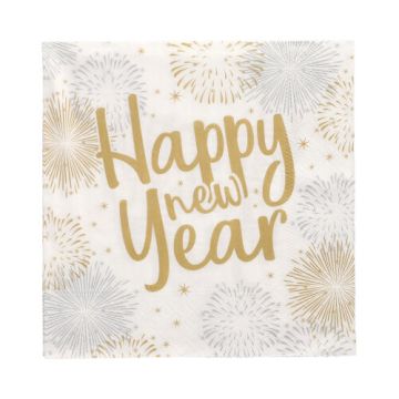 Servietten, 3-lagig 1/4-Falz 33 x 33 cm "Happy New Year"