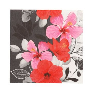 Servietten, 3-lagig 1/4-Falz 33 x 33 cm "Hibiscus"
