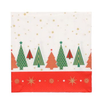 Servietten, 3-lagig 1/4-Falz 33 x 33 cm "Plain Christmas Trees"