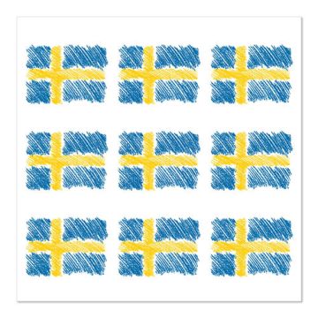 Servietten, 3-lagig 1/4-Falz 33 x 33 cm "Sverigeflagga"