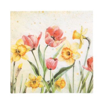 Servietten, 3-lagig 1/4-Falz 33 x 33 cm "Tulips & Daffodils"