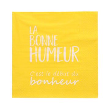 Servietten, 3-lagig 1/4-Falz 33 x 33 cm gelb "La Bonne Humeur"