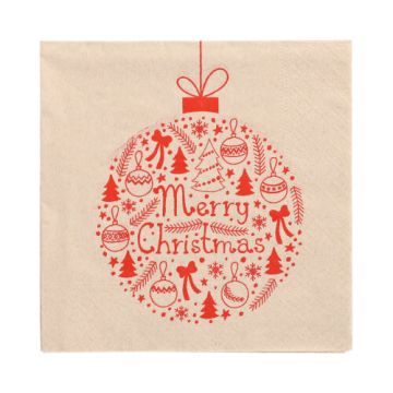 Servietten, 3-lagig 1/4-Falz 33 x 33 cm natur "Christmas Lettering" aus recyceltem Papier