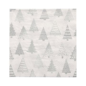 Servietten, 3-lagig 1/4-Falz 33 x 33 cm silber "Pine Forest"