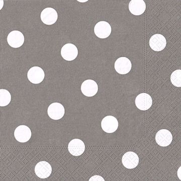 Servietten, 3-lagig 1/4-Falz 40 x 40 cm grau "Dots"