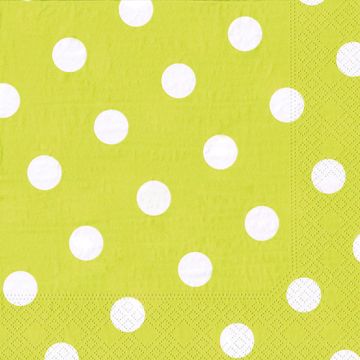 Servietten, 3-lagig 1/4-Falz 40 x 40 cm limonengrün "Dots"