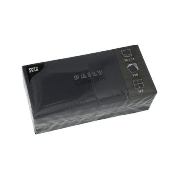 Servietten "DAILY Collection" 1/4-Falz 24 x 24 cm schwarz