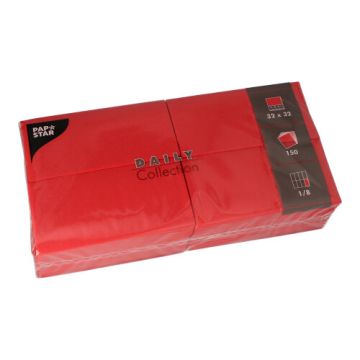 Servietten "DAILY Collection" 1/8-Falz 32 x 32 cm rot